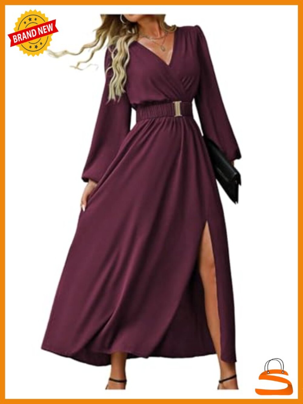 Women's Long Sleeve Maxi Wrap Dress Formal Wedding Guest Semi-Sheer